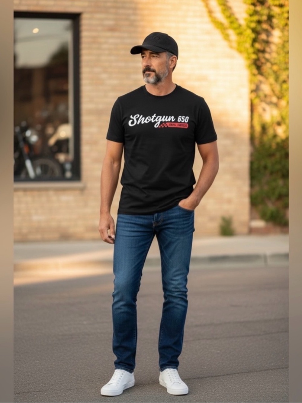 Royal Enfield Motorcycles Mens Shotgun 650 Black T-Shirt + Hat Size M,L,XL, 2XL
